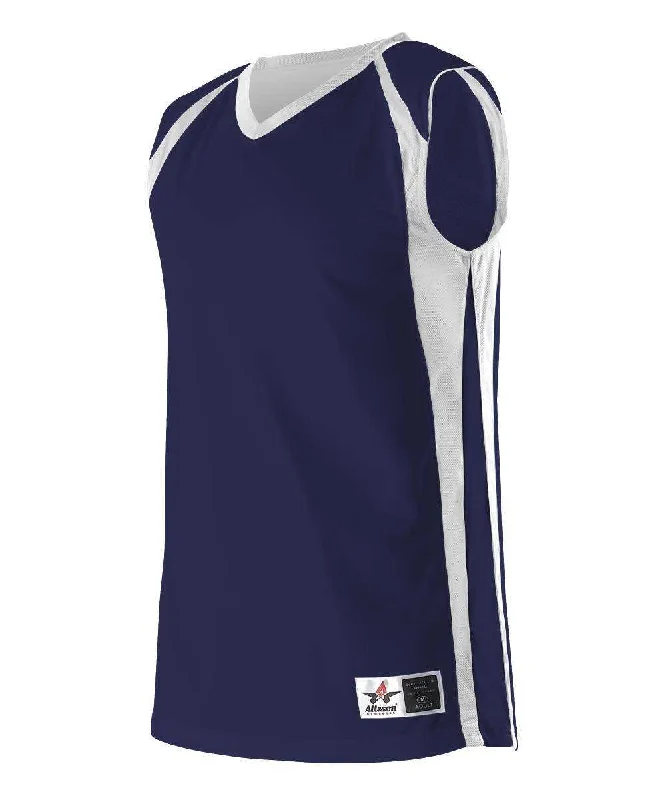 Basketball Jersey with Classic Fit-Alleson Athletic 54MMR Men's Reversible Basketball Jersey - Navy White