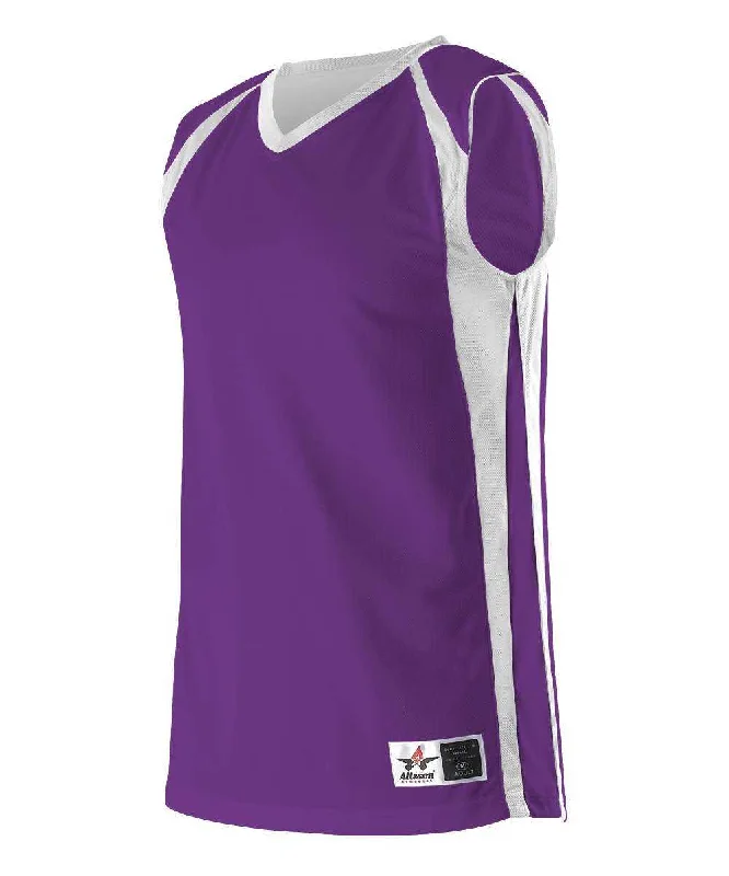 Basketball Jersey for Basketball Fans Club-Alleson Athletic 54MMR Men's Reversible Basketball Jersey - Purple White