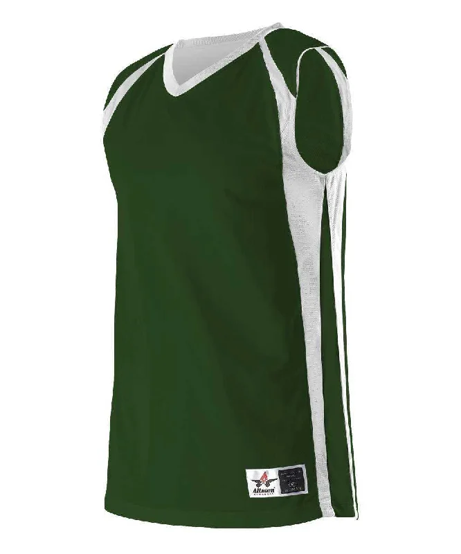 Basketball Jersey with Unique Graphics-Alleson Athletic 54MMRW Women's Reversible Basketball Jersey - Forest White