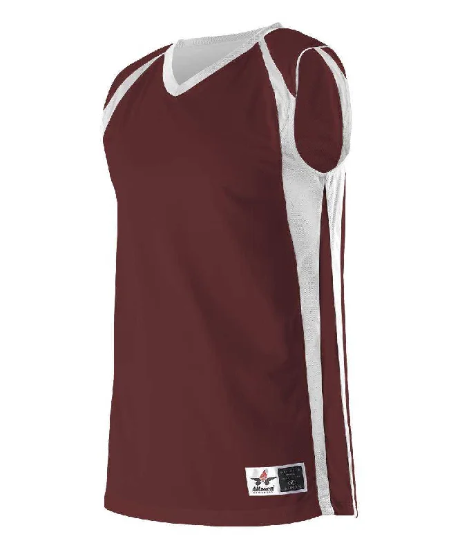 Basketball Jersey with Team Apparel-Alleson Athletic 54MMRW Women's Reversible Basketball Jersey - Maroon White