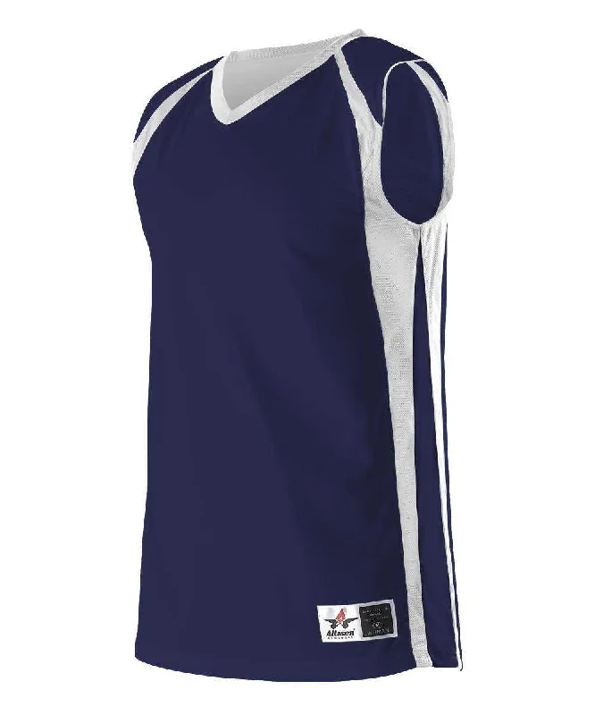 Basketball Jersey with Classic Design-Alleson Athletic 54MMRW Women's Reversible Basketball Jersey - Navy White