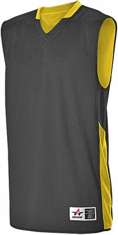 Basketball Jersey for Children-Alleson Athletic 589RSP Adult Single Ply Reversible Jersey - Black Light Gold