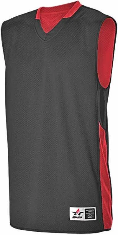 Basketball Jersey for Softball Leagues-Alleson Athletic 589RSP Adult Single Ply Reversible Jersey - Black Scarlet