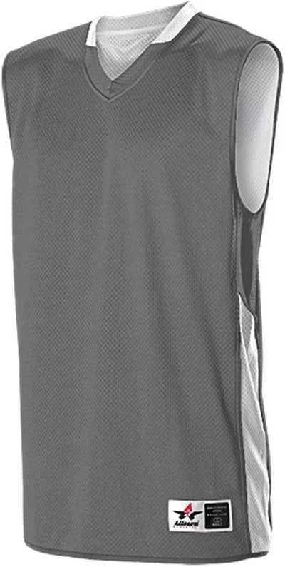 Custom Basketball Jersey with Logo Design-Alleson Athletic 589RSP Adult Single Ply Reversible Jersey - Charcoal White