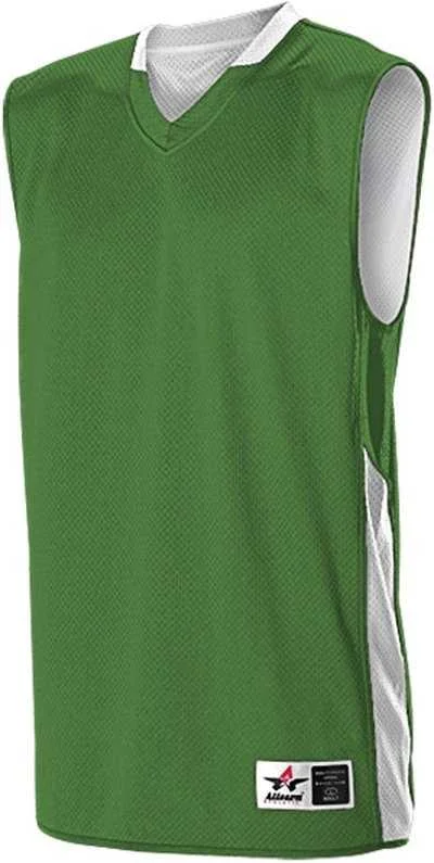 Basketball Jersey for Daily Wear-Alleson Athletic 589RSP Adult Single Ply Reversible Jersey - Kelly White