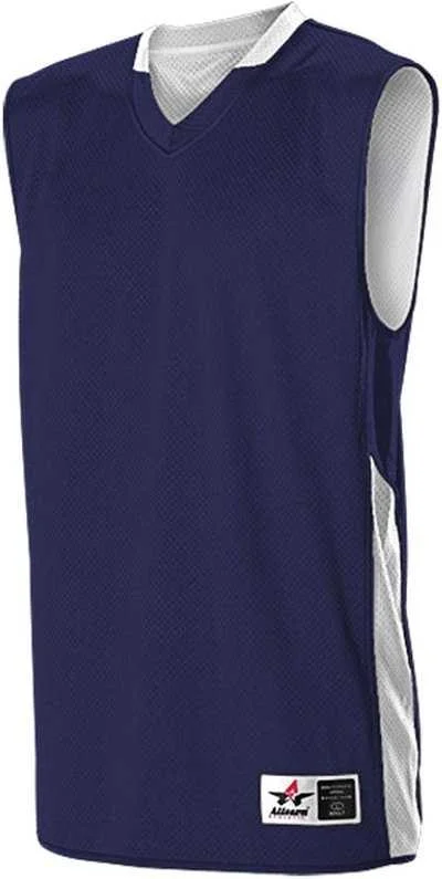 Basketball Jersey for Winter Games-Alleson Athletic 589RSP Adult Single Ply Reversible Jersey - Navy White