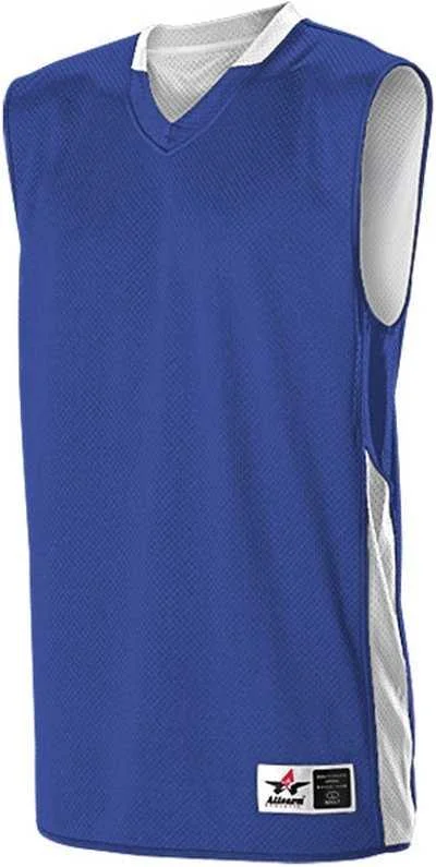 Custom Basketball Jersey for Special Occasions-Alleson Athletic 589RSP Adult Single Ply Reversible Jersey - Royal White