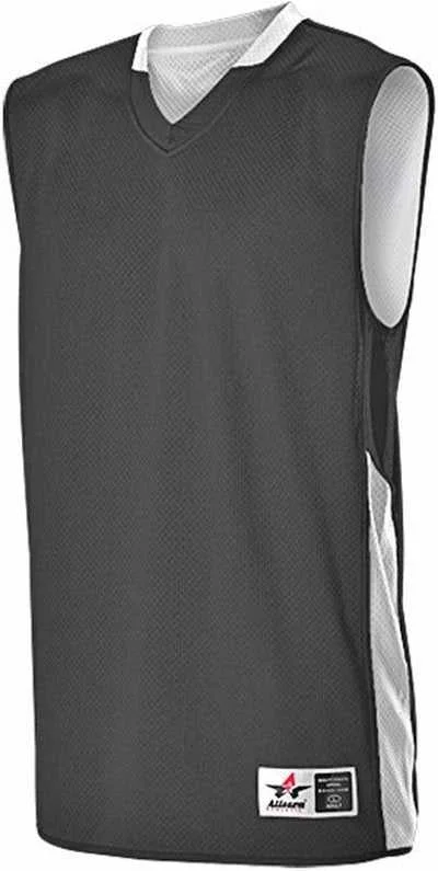 Basketball Jersey for Home Uniforms-Alleson Athletic 589RSPY Youth Single Ply Reversible Jersey - Black White