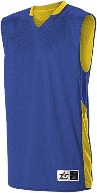 Basketball Jersey for New Players-Alleson Athletic 589RSPY Youth Single Ply Reversible Jersey - Royal Light Gold