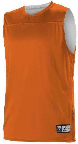 Authentic Basketball Jersey-Alleson Athletic A105BA Adult NBA Blank Reversible Game Jersey - Orange White