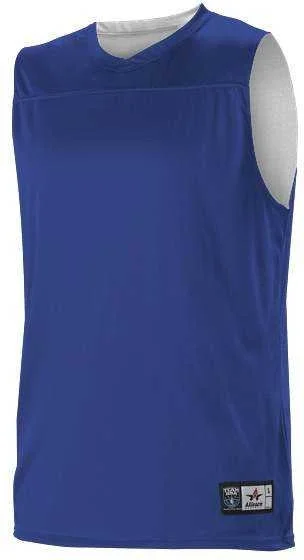 Basketball Jersey for College Teams-Alleson Athletic A105BA Adult NBA Blank Reversible Game Jersey - Royal White