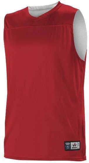 Basketball Jersey with Player Name-Alleson Athletic A105BA Adult NBA Blank Reversible Game Jersey - Scarlet White