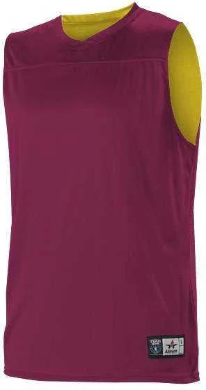 High School Basketball Jersey-Alleson Athletic A105BA Adult NBA Blank Reversible Game Jersey - Wine Gold