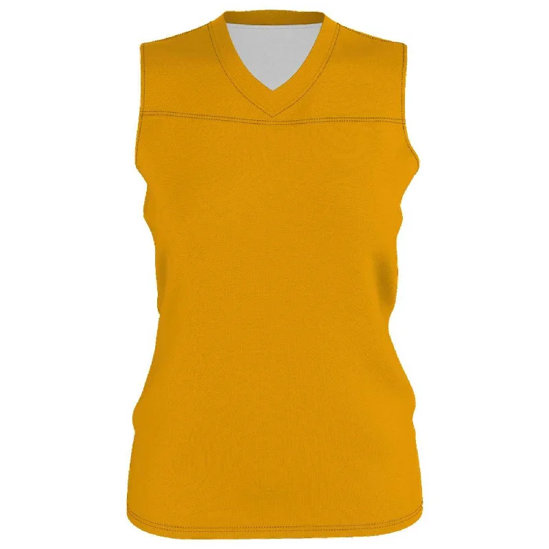 Basketball Jersey with Full Sleeves-Alleson Athletic A105BG Girl's Blank Reversible WNBA Racerback Jersey - Gold White