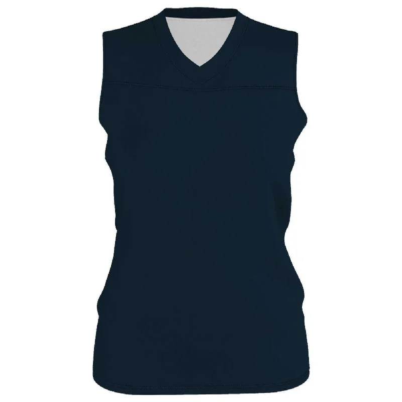 Basketball Jersey for Adult-Alleson Athletic A105BG Girl's Blank Reversible WNBA Racerback Jersey - Navy White