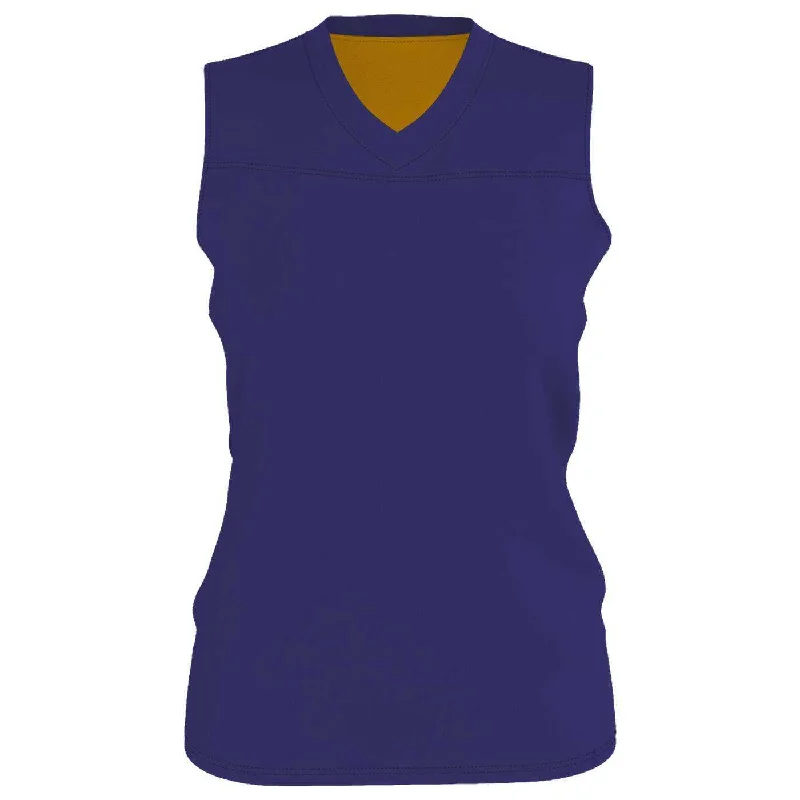 Basketball Jersey for Senior League-Alleson Athletic A105BG Girl's Blank Reversible WNBA Racerback Jersey - Purple Gold