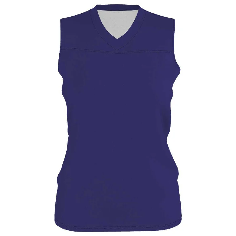 Unique Basketball Jersey-Alleson Athletic A105BG Girl's Blank Reversible WNBA Racerback Jersey - Purple White