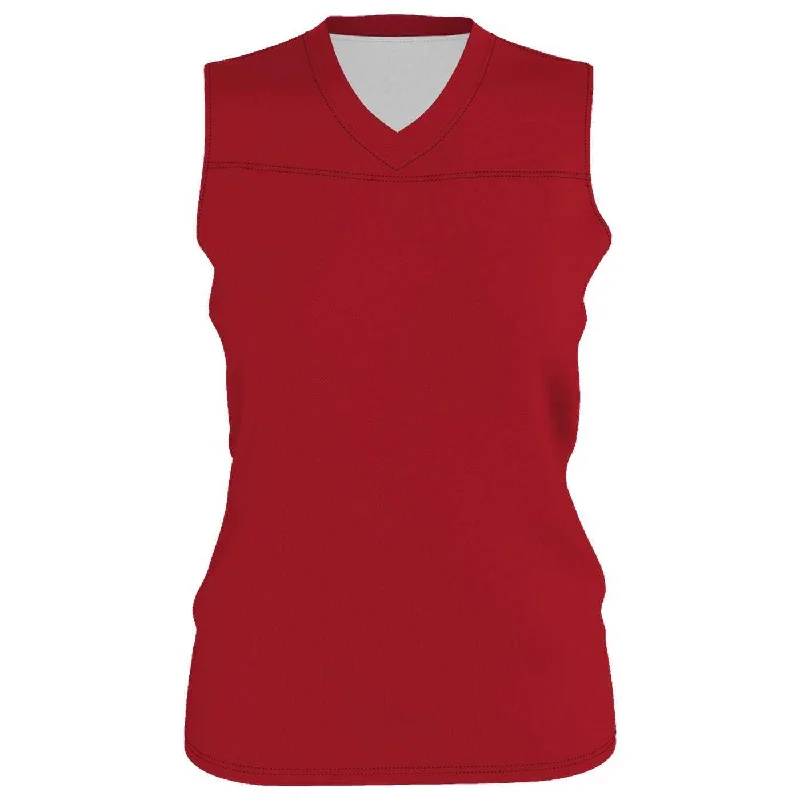 Basketball Jersey for Practice-Alleson Athletic A105BG Girl's Blank Reversible WNBA Racerback Jersey - Scarlet White