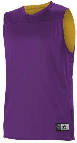 Basketball Jersey for Professional Teams-Alleson Athletic A105BY Youth NBA Blank Reversible Game Jersey - Purple Gold