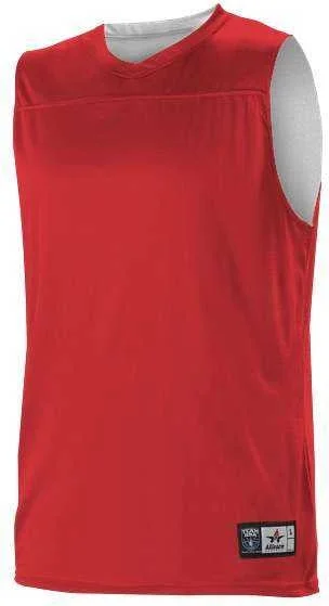 Personalized Basketball Jersey for Tournament-Alleson Athletic A105BY Youth NBA Blank Reversible Game Jersey - Scarlet White