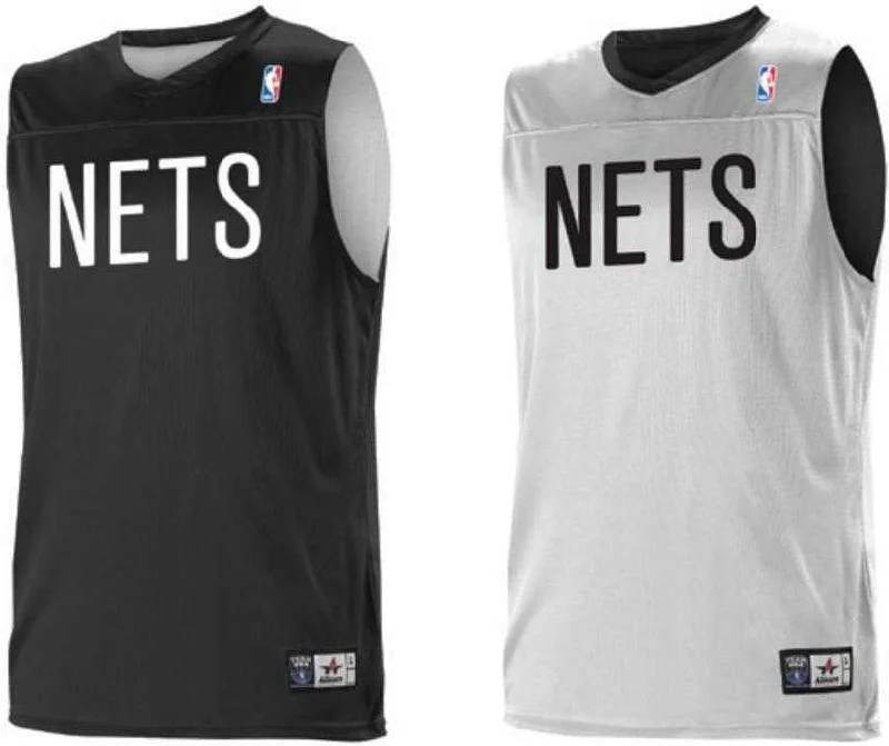 Custom Basketball Jersey for Sports Fans-Alleson Athletic A105LA Adult NBA Logo Reversible Game Jersey - Brooklyn Nets