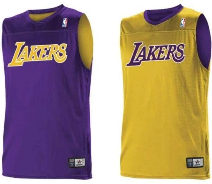 Basketball Jersey for Fall Games-Alleson Athletic A105LA Adult NBA Logo Reversible Game Jersey - Los Angeles Lakers