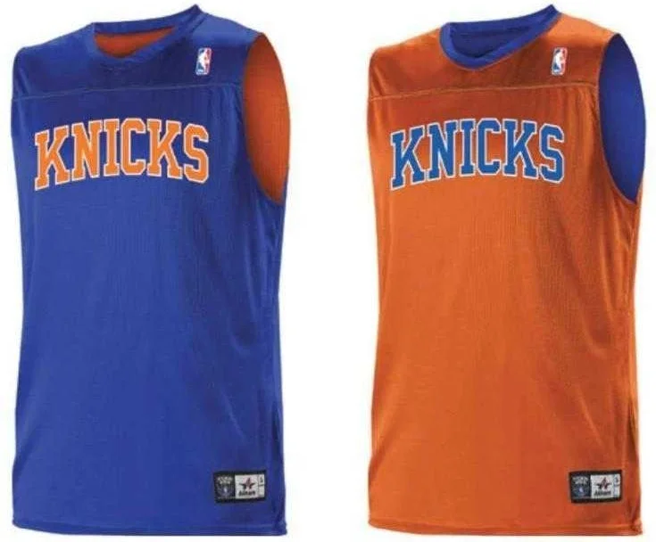 Basketball Jersey with Adjustable Fit-Alleson Athletic A105LA Adult NBA Logo Reversible Game Jersey - New York Nicks