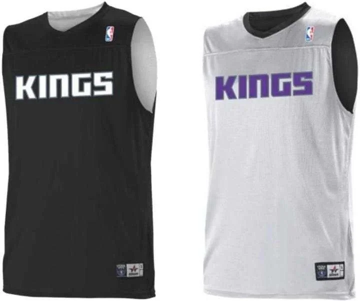 Basketball Jersey with Short Sleeves-Alleson Athletic A105LA Adult NBA Logo Reversible Game Jersey - Sacramento Kings