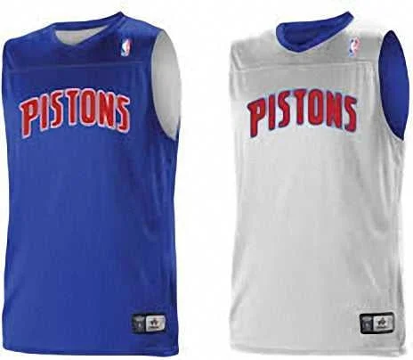 Custom Basketball Jersey with Bold Prints-Alleson Athletic A105LY Youth NBA Logo Reversible Jersey - Detroit Pistons