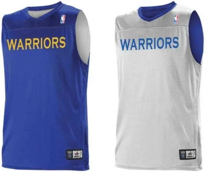 Basketball Jersey for Home Uniforms-Alleson Athletic A105LY Youth NBA Logo Reversible Jersey - Golden State Warriors