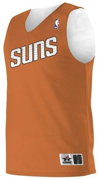 Basketball Jersey with Vintage Style-Alleson Athletic A115LA Adult NBA Logo'd Reversible Jersey - Burnt Orange White Phoenix Suns