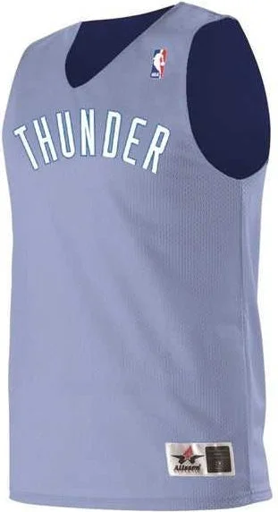 Basketball Jersey with Player Number Design-Alleson Athletic A115LA Adult NBA Logo'd Reversible Jersey - Columbia Blue Navy Oklahoma City Thunder