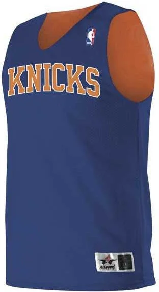 Basketball Jersey with Custom Logo-Alleson Athletic A115LA Adult NBA Logo'd Reversible Jersey - Royal Burnt Orange New York Knicks