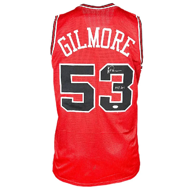 Basketball Jersey for Tournament-Artis Gilmore Signed HOF 11 Inscription Chicago Pro Red Basketball Jersey (JSA)