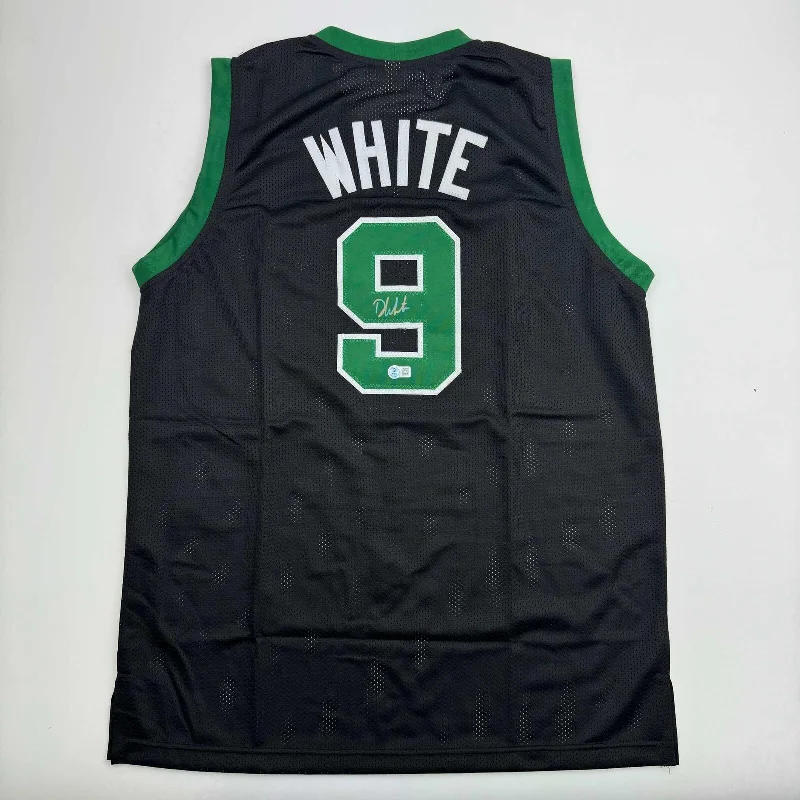 Embroidered Basketball Jersey-Autographed/Signed Derrick White Boston Black Basketball Jersey Beckett BAS COA