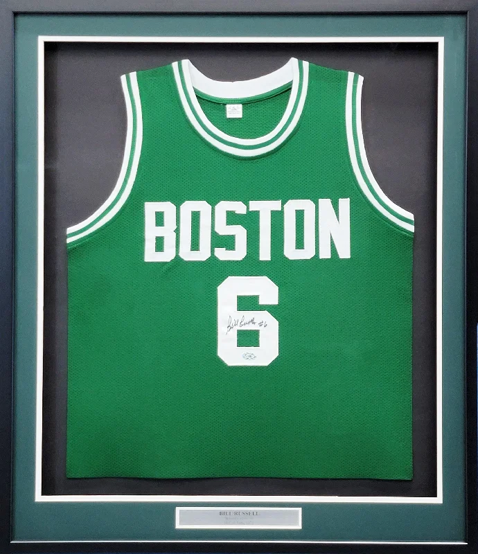 Basketball Jersey with Contrast Panels-Boston Celtics Bill Russell Autographed Framed Green Jersey JSA Stock #206951