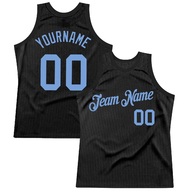 Basketball Jersey with Custom Team Designs-Custom Black Light Blue Authentic Throwback Basketball Jersey