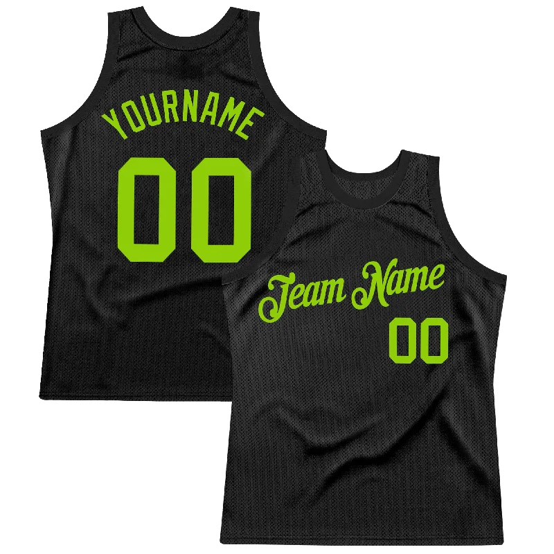 Basketball Jersey for College Students-Custom Black Neon Green Authentic Throwback Basketball Jersey