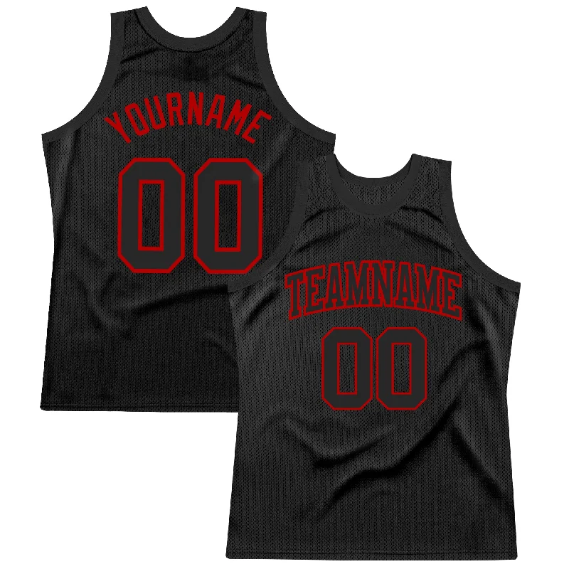 Custom Basketball Jersey with Name-Custom Black Red Authentic Throwback Basketball Jersey