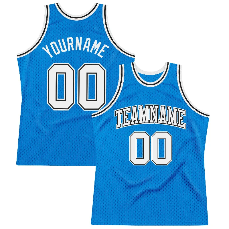 Basketball Jersey with Cool Color Scheme-Custom Blue White-Black Authentic Throwback Basketball Jersey