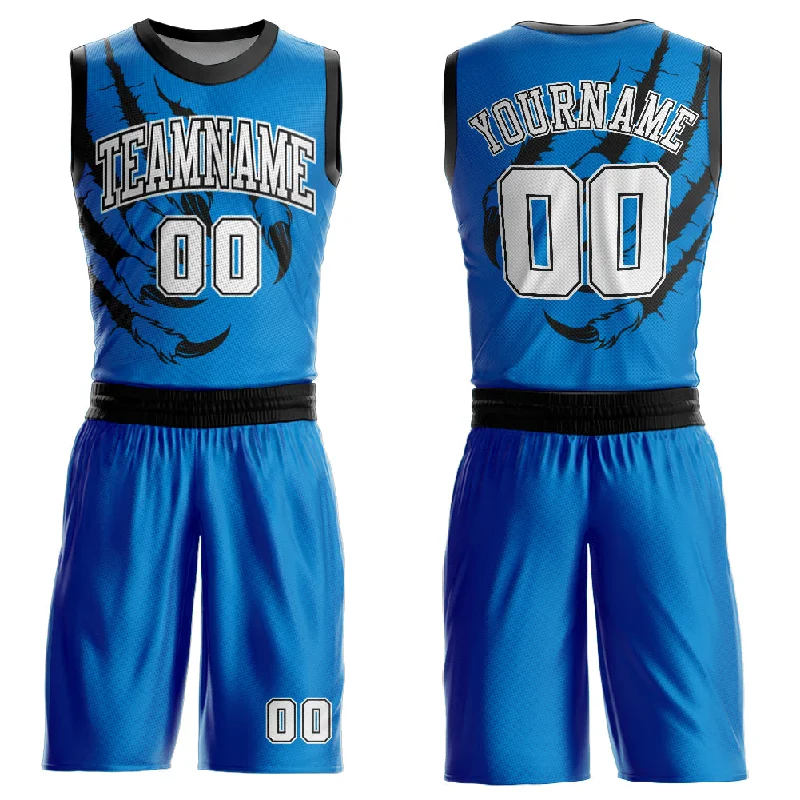 Basketball Jersey for Basketball Merchandise-Custom Blue White-Black Animals Claws Round Neck Sublimation Basketball Suit Jersey