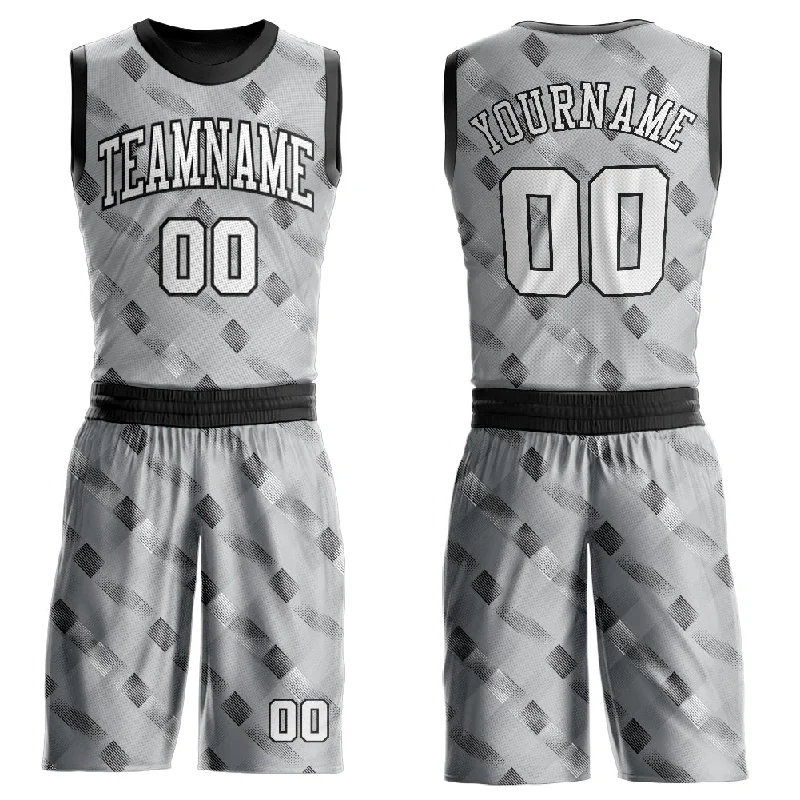 Basketball Jersey for Professional Basketball-Custom Gray White-Black Round Neck Sublimation Basketball Suit Jersey