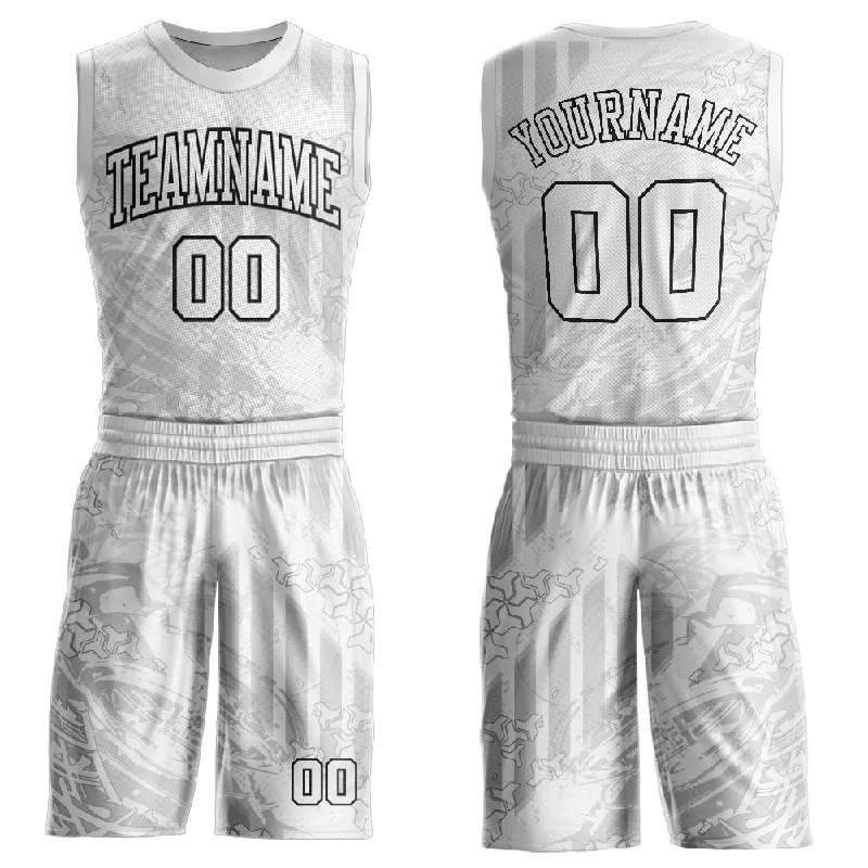 Basketball Jersey for Customized Logo-Custom Gray White-Black Round Neck Sublimation Basketball Suit Jersey