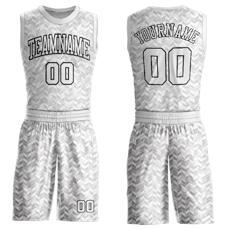 Basketball Jersey with Team Apparel-Custom Gray White-Black Round Neck Sublimation Basketball Suit Jersey