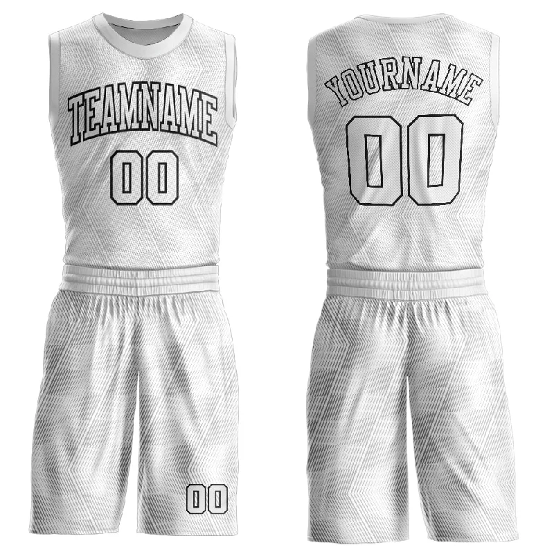 Basketball Jersey for Group Orders-Custom Gray White-Black Round Neck Sublimation Basketball Suit Jersey