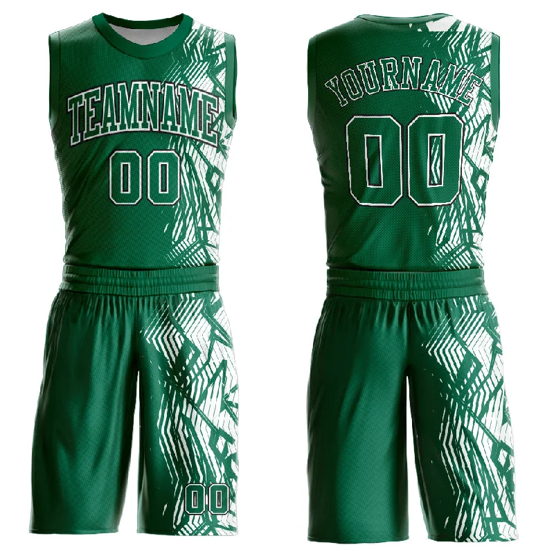 Basketball Jersey for Sports Teams-Custom Kelly Green Black-White Round Neck Sublimation Basketball Suit Jersey