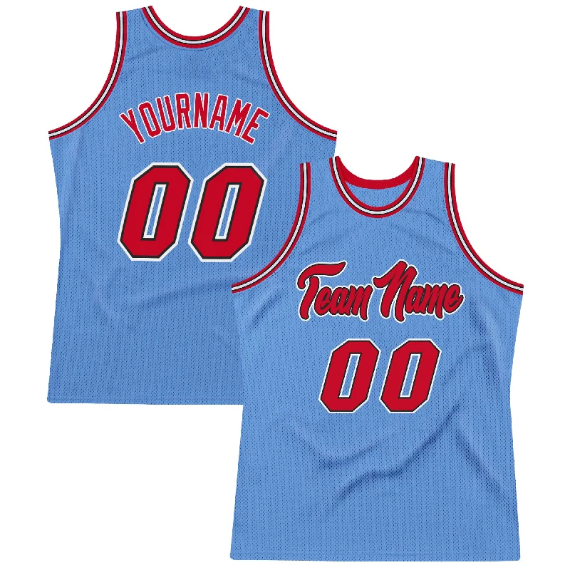 Basketball Jersey for Fan Club Members-Custom Light Blue Red-Black Authentic Throwback Basketball Jersey