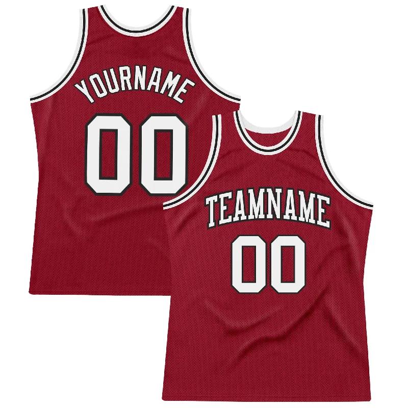 Custom Basketball Jersey for Event-Custom Maroon White-Black Authentic Throwback Basketball Jersey