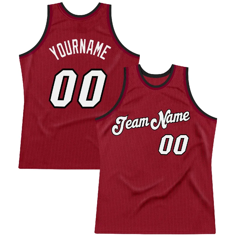 Basketball Jersey with Color Block-Custom Maroon White-Black Authentic Throwback Basketball Jersey