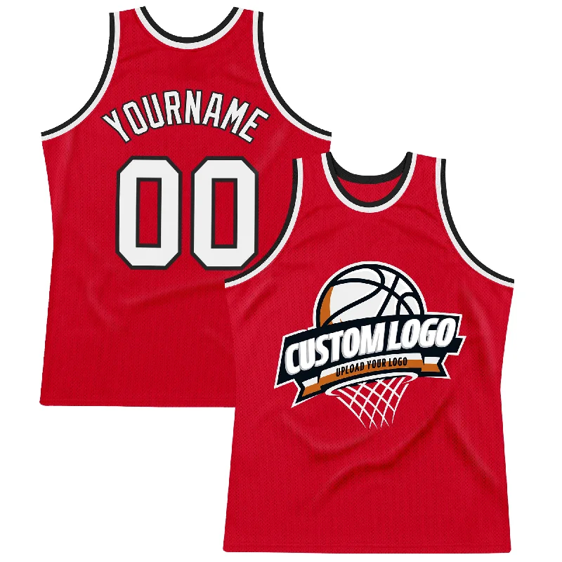 Basketball Jersey with Classic Design-Custom Red White-Black Authentic Throwback Basketball Jersey